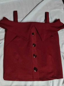 Maroon Off Shoulder Co Od Set