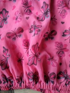 Pink Butterfly Print Crop Top