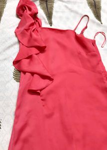 Vero Moda Pink Ruffle One Shoulder Slimfit Dress
