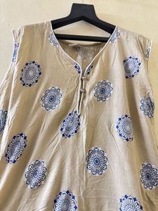 Beige Printed Kurta