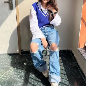 H&amp;M Blue Knitted Vest Top