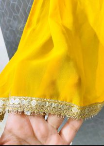 Yellow Haldi Special Gown With Dupatta