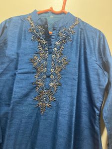 Blue Embellished Kurta