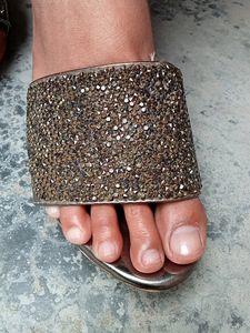 Silver Embalished Heel Wedges
