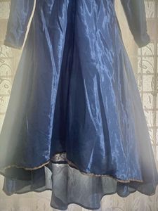 Grey-Blue High-Low Anarkali Kurta