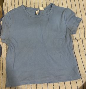 Light Blue Ribbed Crop Top