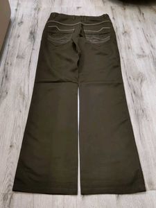 Wide Leg Olive Green Trousers