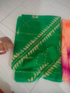 Green &amp; Peach Saree 2 Piece