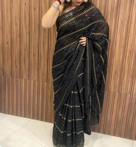 Designer saree Black sequin customised
