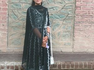 Falsh Sale  🚀b lack And White Gown With Dupat