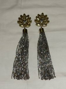 Beautiful Silver Earrings With Long Tassels