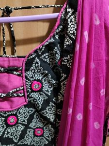 pink and Black kurta suit set fully stiched