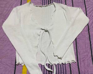 White Tie-Front shrug/cardigan