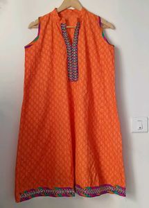 Orange Embroidered Kurti