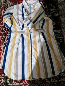 Striped Button-Down Shirt Frock