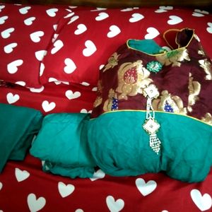 Green Anarkali Set With Stone Work