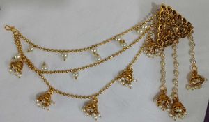 Gold &amp; Pearl Indian Hair Jewelry