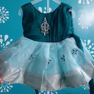 Elegant Teal &amp; Blue Embroidered Dress