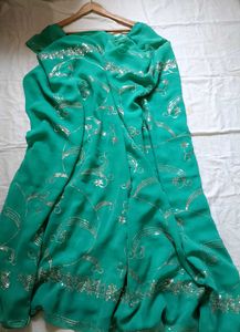 Elegant Green Saree with full Sequins