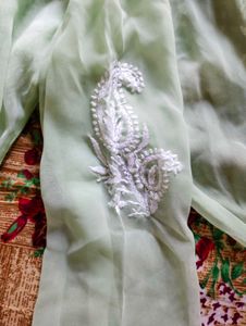 Pretty Green Net Top With Embroidery