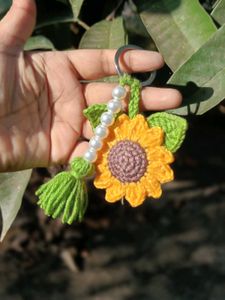 Sunflower Crochet Keychain