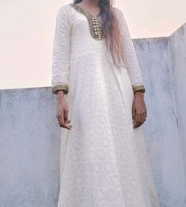 Elegant Cream Anarkali Dress