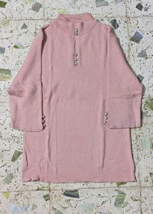 Pink Knit Top with blue denim jeans