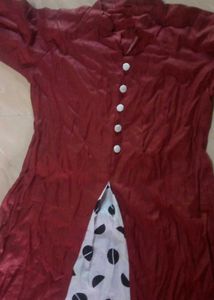 Retro Maroon &amp; Polka Dot Dress
