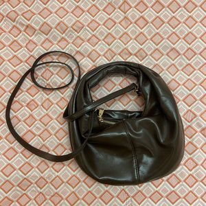 Dark Brown Leather Crossbody Bag
