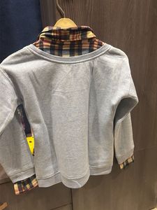 Blue Sweatshirt with Plaid Collar