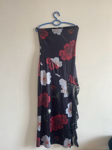 Newme Asia Tube Maxi Bodycon Black Floral Dress
