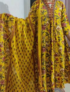 Floral Print Anarkali Suit Set
