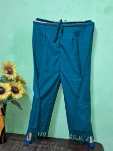 Teal Palazzo Pants with Tassels