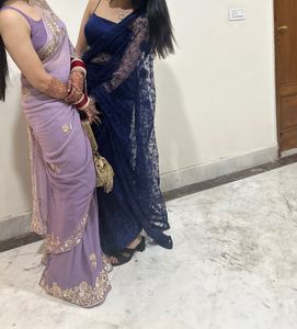 Navy Blue Pre Stitched Saree