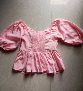 Pink Puff Sleeve Top