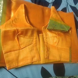 Orange Saree with Blouse.