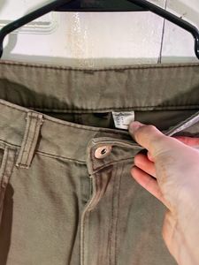 Olive Green Wide Leg Jeans