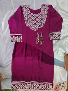 Maroon Embroidered Kurti