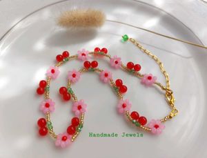Cherry Blossom Beaded Necklace