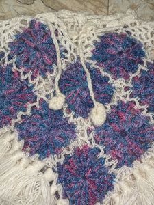 Multicolour Purple Based Wool Poncho