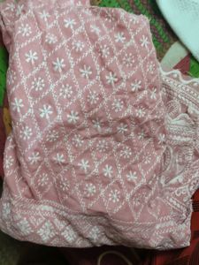 Pink Embroidered Dress Material