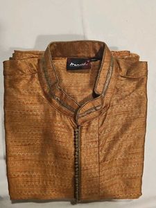 L Golden Orange Formal Kurta With Churidar