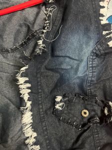 Crop Denim Sleeveless Shrug