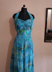 Vintage Blue Halter Dress