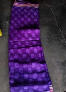 Purple Embroidered Sari Fabric