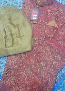 Burgundy &amp; Gold Sherwani