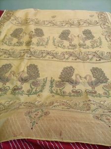 Tussar Silk Hand Kantha Stitched Saree