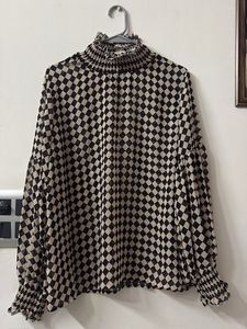 Checkered Sheer Top