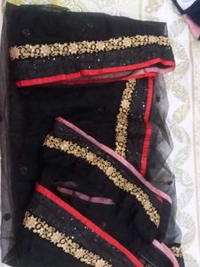 Black Net Saree