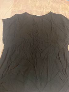 Round Neck Plain Jet Black Maggi Slv Laced Top
